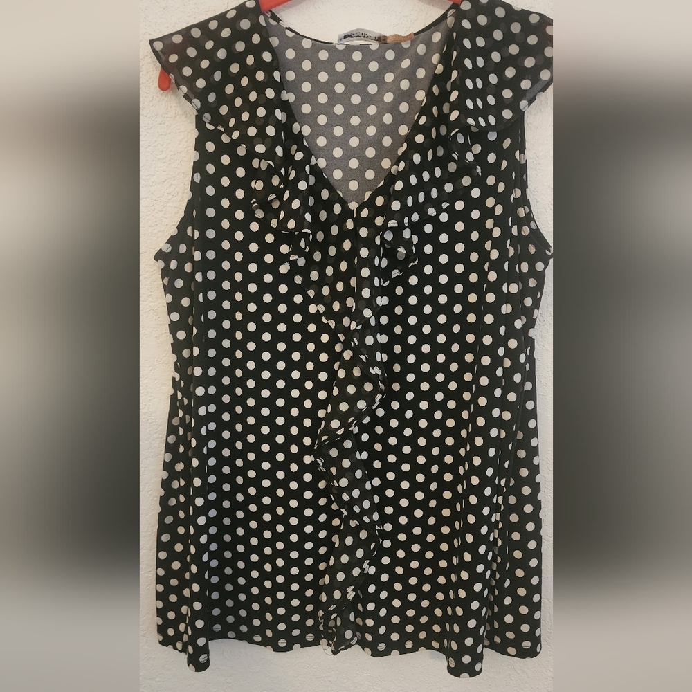 Calvin Klein Polka Dot Ruffle Sleeveless Top
